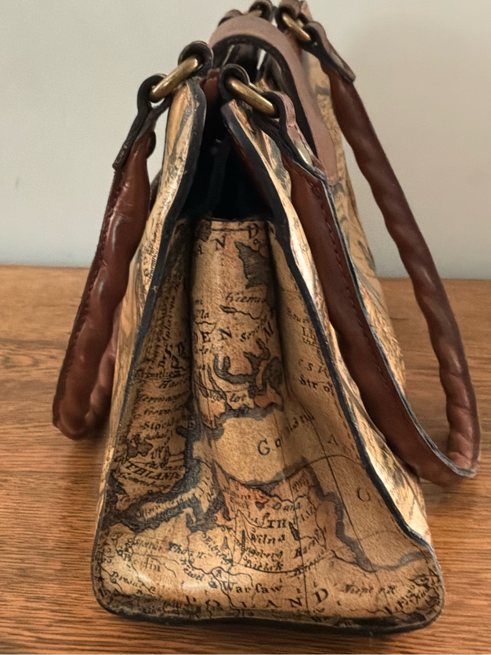 Patricia Nash Leather Map-Print Satchel - Picture 5 of 11